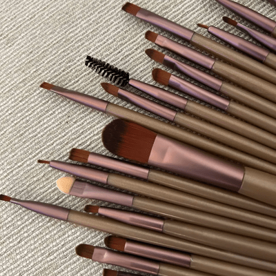 Pinceaux Maquillage - ProBrushSet™ - Beige Métallique - Beauté Éclair