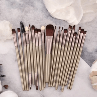 Pinceaux Maquillage - ProBrushSet™ - Beige Métallique - Beauté Éclair